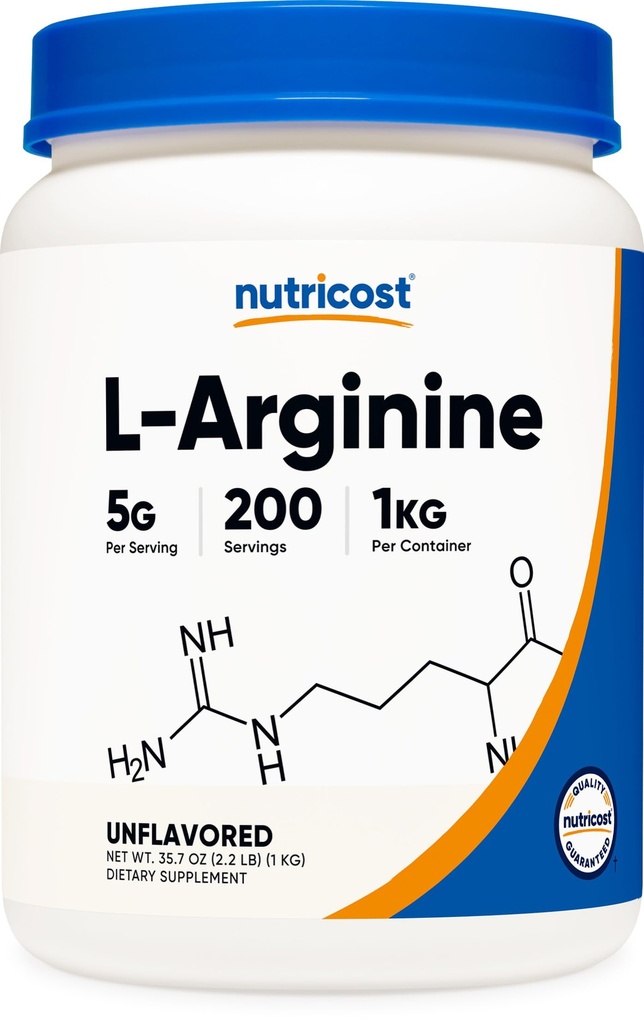 Nutricost L-Arginine Powder 1KG - Pure L-Arginine, 5g Por Serving