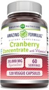 Fórmulas asombrosas Concentración de arándano 30,000 mg con vitamina C Suplemento Silencio Veggie Capsules ← Super Strength ← Non-GMO Silencio Gluten Free ← Made in USA (1 Pack, 120 Count)