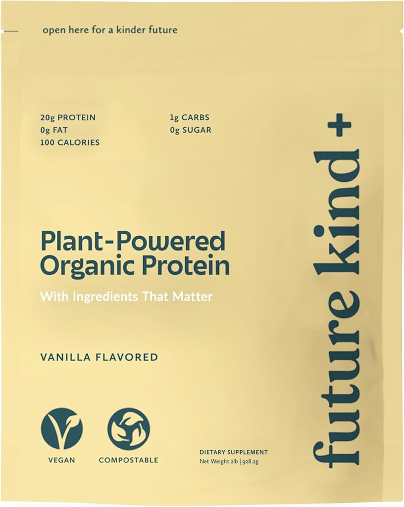 Futuro Kind Vegan Protein Powder, Vanilla, Pea Plant Protein for Lean Muscle with Iron & Fiber, Whey-Free, Sugar-Free, Soy-Free, Non-Dairy (34 Servings)