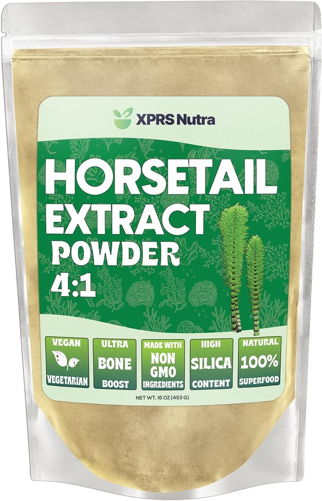 XPRS Nutra Horsetail Extract Powder for Hair, Nails, and Bones - High Potency Horsetail Root Powder - High Silica Content for Maximum Results - Vegan Friendly Horstail Extract (16 oz)