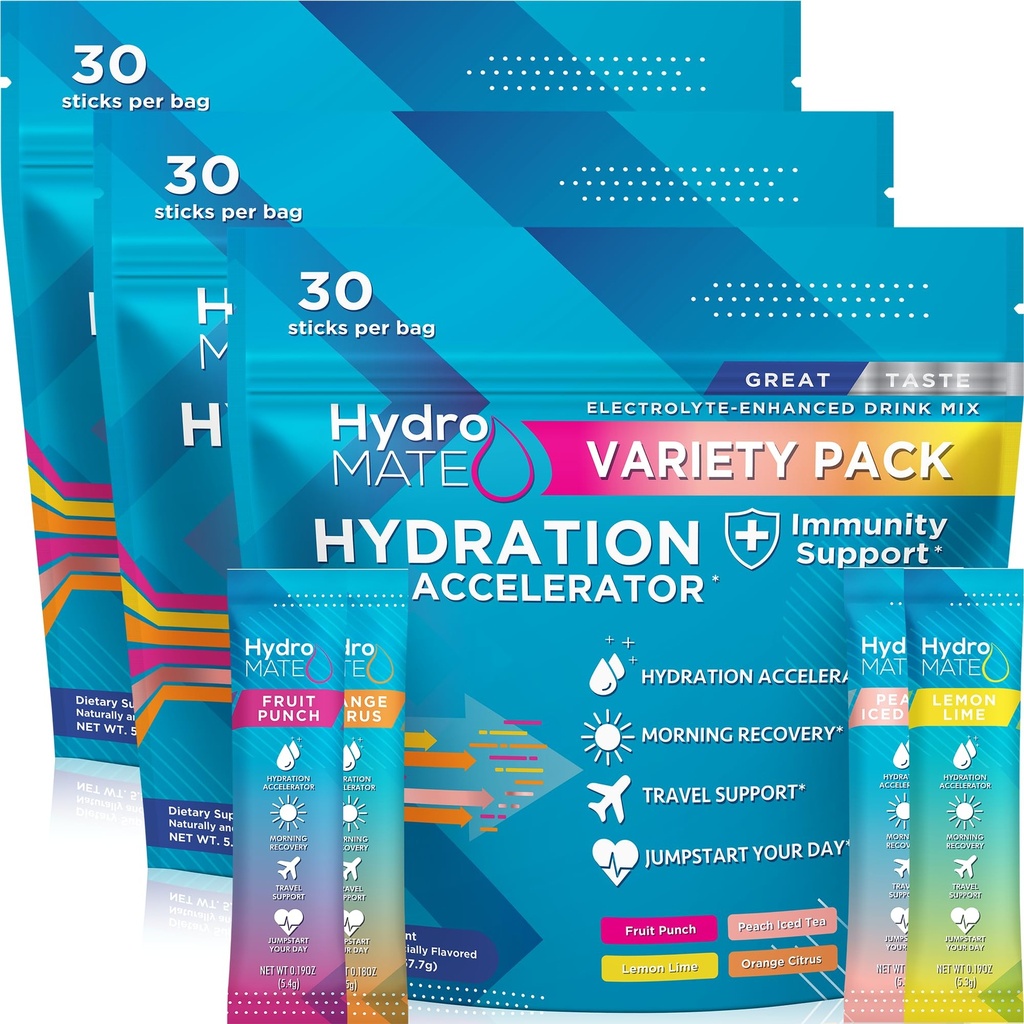 Empaquetadura de hidración de hidración de hidración de hidroMATE Electrolyte Powder Bajo azúcar 90 Con