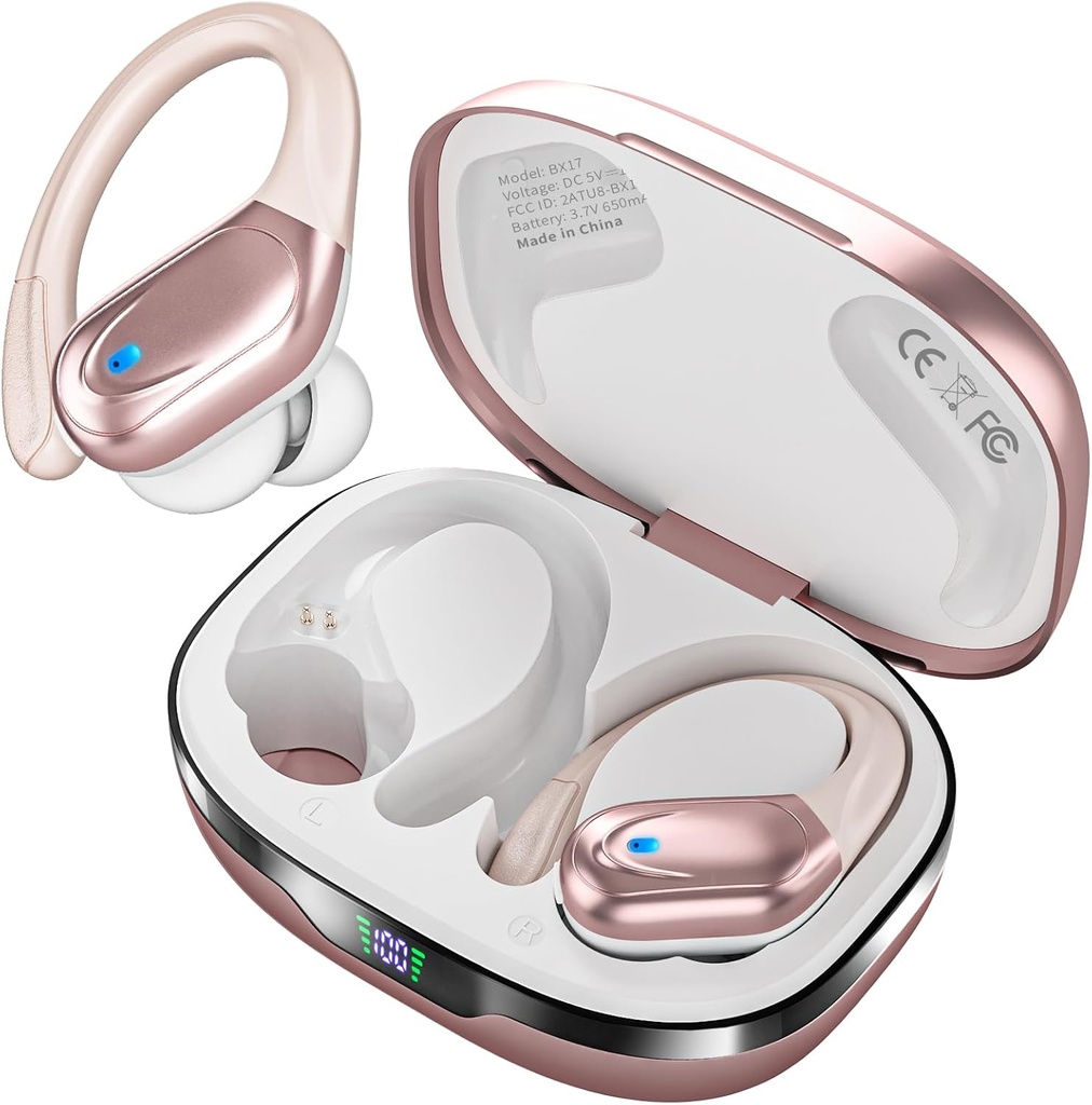 inalámbrico Earbuds Auriculares Bluetooth 80hrs Playback Ear Buds Power Display with Noise Canceling Mic Headsets for Sports/Workout/Running