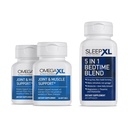 Suplemento de Alivio Conjunto OmegaXL - Apoyo al Musculo Natural, 60 Softgels (2 Pack) & SleepXL melatonina de liberación inmediata, L-Theanine (Calming), Chamomile, Magnesium &amp; B6 (60 cápsulas Vegan)