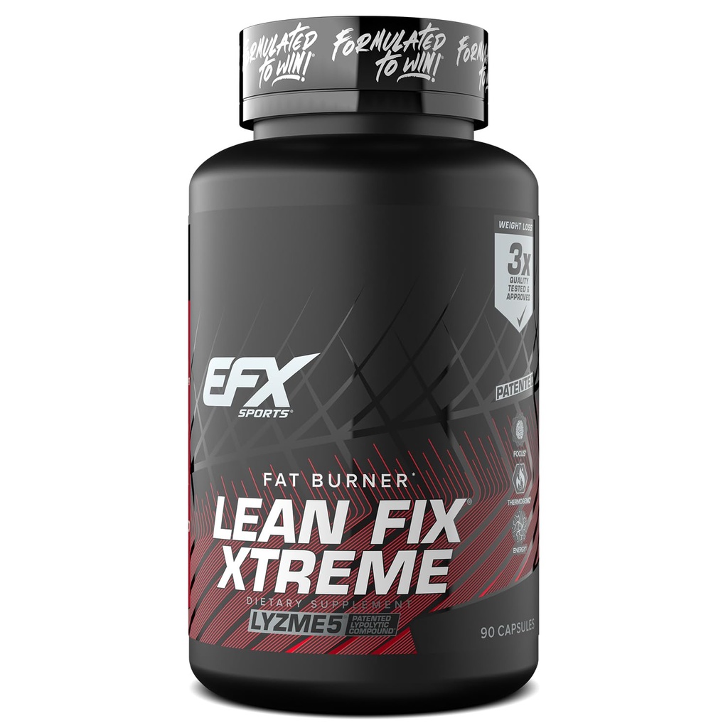EFX Sports Lean Fix Xtreme ← Perder peso Suplemento ← Multi-Patented, Fat Burning Fórmula Silencioso Funciona gracias a Lyzme 5 Silencio 30 Servimientos, 90 cápsulas