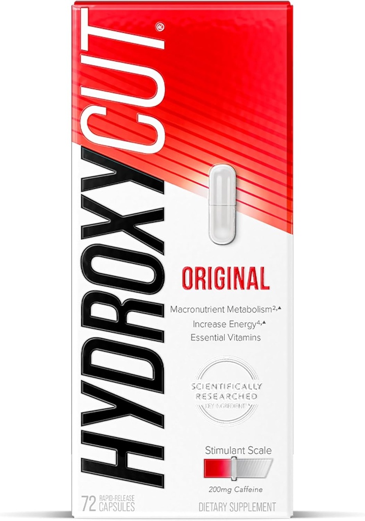 Hidroxicut Original - 72 cápsulas de liberación rápida - 200 mg Caffeine - Metabolismo más fuerte, calorías quemadas, aumento de la energía - para hombres y mujeres