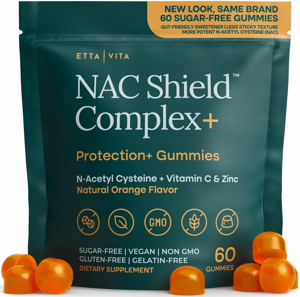 Gummies de NAC sin azúcar (Complejo de Apoyo Inmune) N-Acetyl Cysteine, Vitamina C & Zinc - Soporta Salud Respiratoria, Detox de hígado &amp; Cleanse, Kidney Function, NAC Suplemento para niños y adultos - Vegan