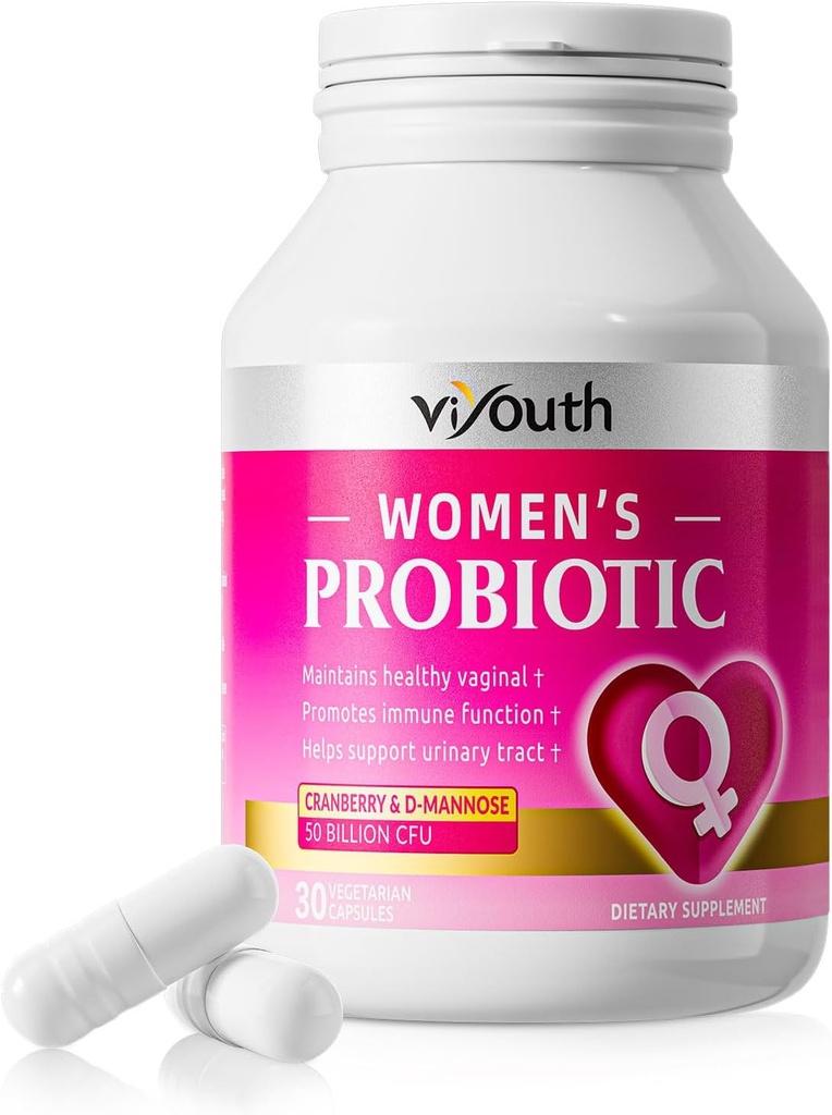 Probióticos para las mujeres, 50 millones de UC, 15 estratos únicos para las mujeres Extracto de arándano " D-mannose, promover la salud intestinal PH Balance Vaginal Probióticos para la salud digestiva - 30 cápsulas