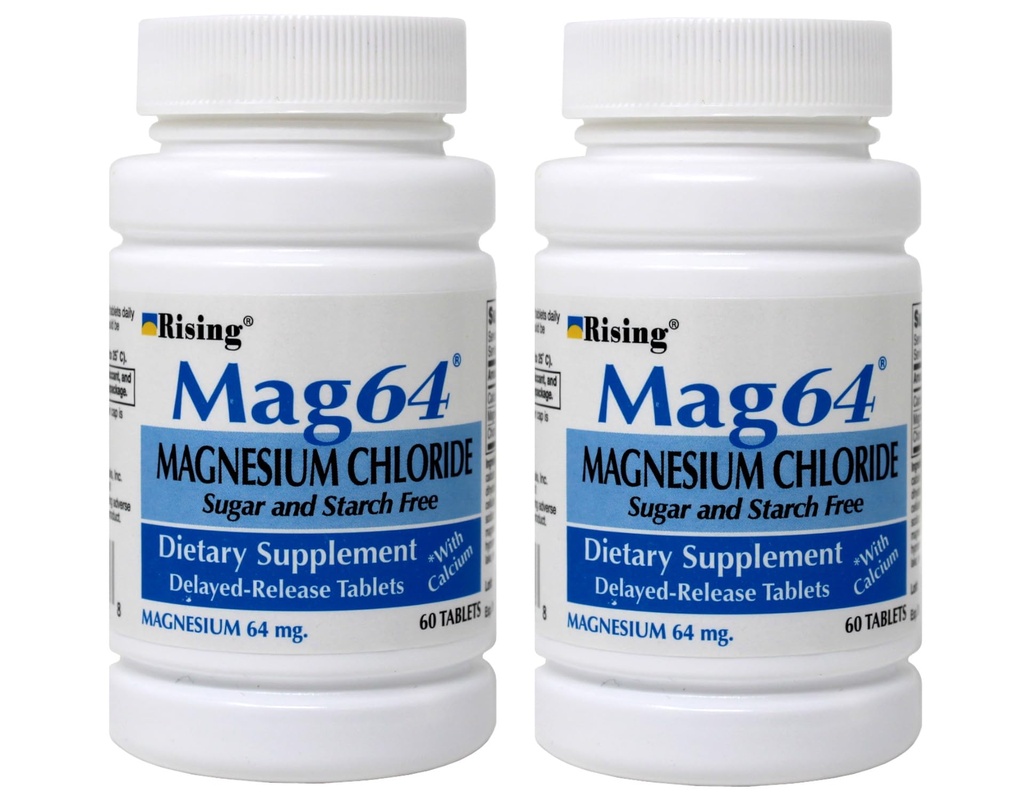 IRising Mag64 Magnesium Chloride Dietary Supplement Delayed-Release Tablets 64 mg, 60 Tablets (Pack of 2)