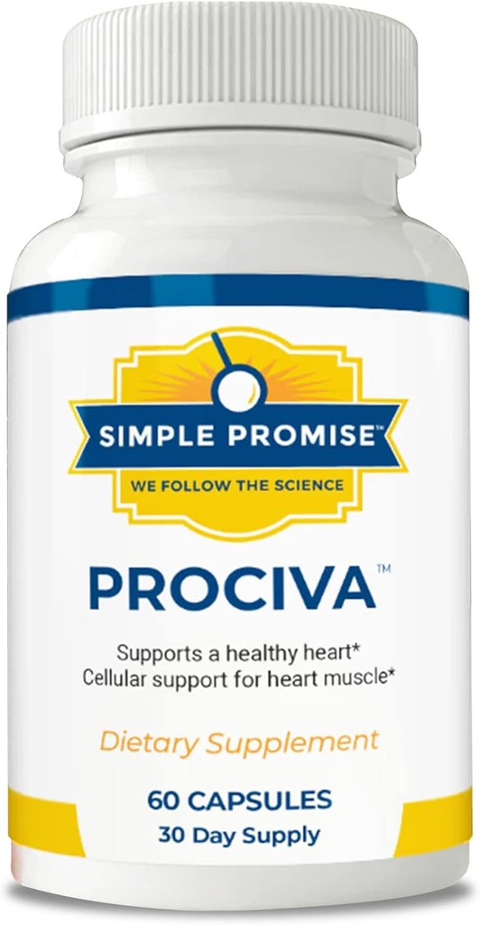 Prociva simple - Arjuna Bark Extract Heart Health Suplemento con ácido fólico, vitamina D & Magnesio - Herbal Blood Pressure Support & Healthy Heart Maintenance for Men & Women - 60 cápsulas