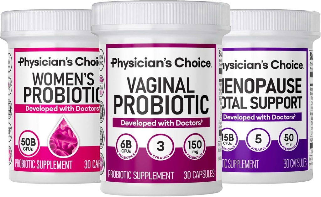 CHOICE del Médico Total Womens Health Bundle - Menopause Probiotic + Vaginal Probiotic + Womens Probiotic