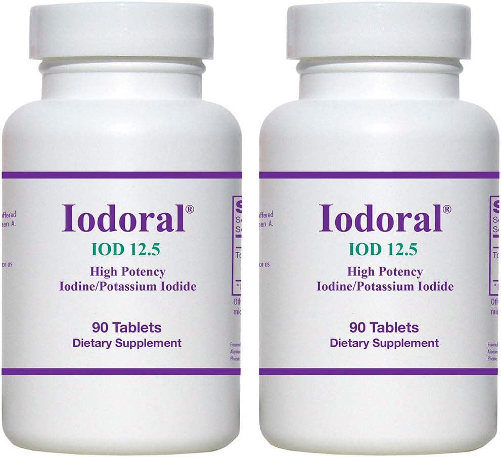 [BRSWIYDYOADQYAYV] Suplemento Iodoral 12.5 mg - Suplementos de yodo para el soporte tiroides, tablas de iodidos de potasio, solución lugol, vitaminas diarias y minerales, tabletas de yodo de alta potencia - 90 conde (Pack de 2)