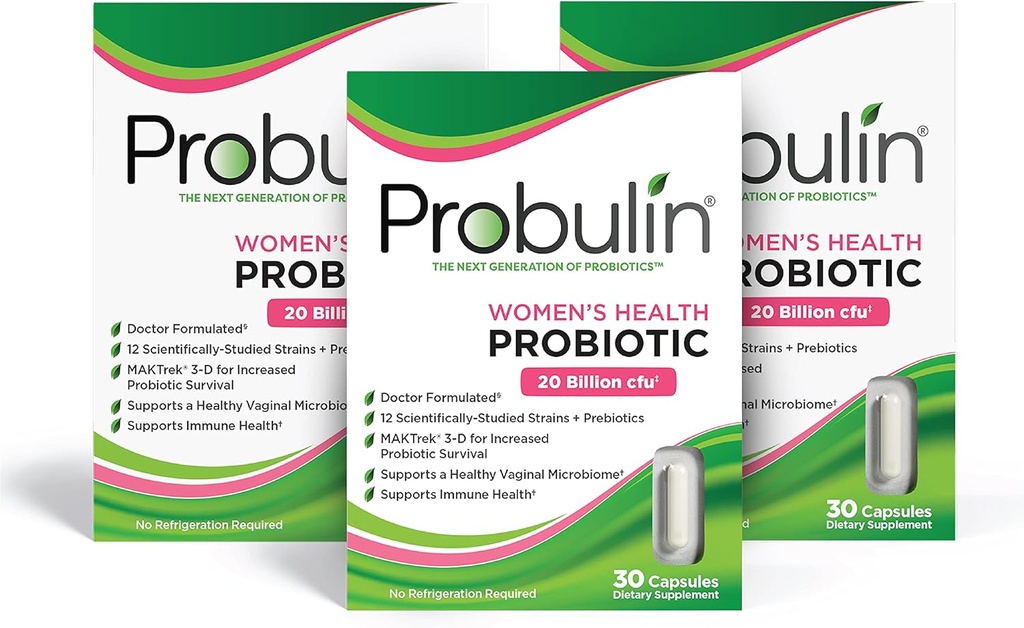 Probiótico de probulina para la salud de las mujeres + Prebiótico para la salud vaginal, de Gut & Immune - 20 millones CFU - 12 Strains probióticos, 30 cápsulas veganos (Pack of 3)
