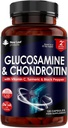 Glucosamina y Condroitina MSM - Alto Fuerza Absorbencia Extra Enriquecida con Vitamina C, Glucosamina Sulfato de Condroitina Sulfato, MSM y Vitamina C Libre de gluten, GMP, 120 Tablas de Suplemento Alimentario
