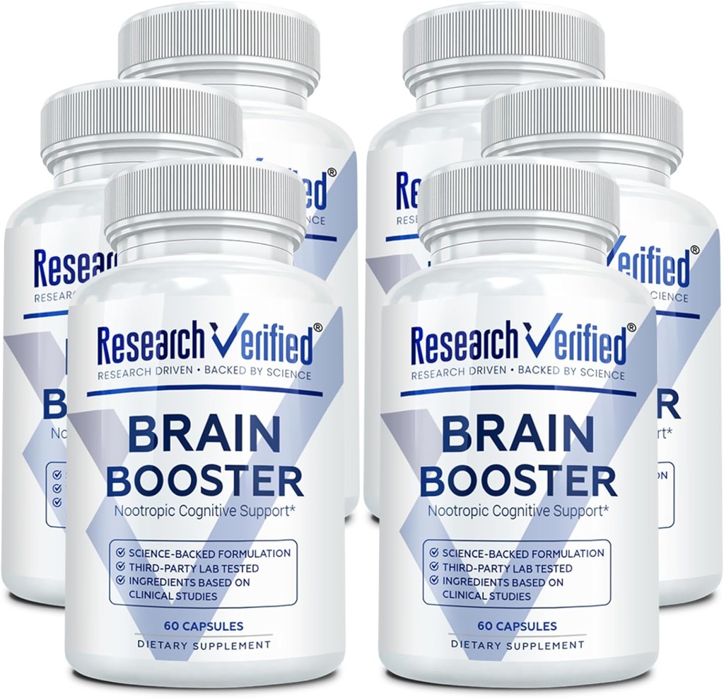 Booster cerebral - Suplemento nootrópico para mejorar la función cognitiva - 360 Cápsulas Vegan Friendly - 6 Botellas