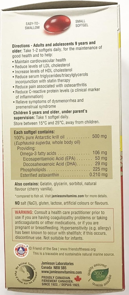 [BRSWKHD3O4CRC23Z] Jamieson Omega CompleteTM Extra Strength Super Krill 500 mg, 100 softgels
