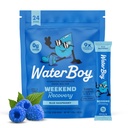 Waterboy Weekend Recovery ← 3,200mg Electrolyte Powder Packets  Ginger + L-Theanine + Vitamins ← No Sugar, All Natural, Gluten Gratis ← 24 Bebidas Stick Mixes (Blue Raspberry)