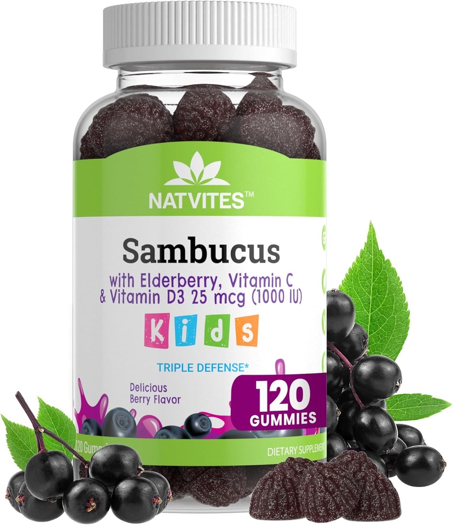 Mangas de arándano negras para niños – Suplemento de apoyo inmunitario con vitamina C y vitamina D3 para el boósto de inmunidad – vegetariano, no transgénico, libre de gluten, nuez y lácteos – 120 gummies (Pack of 1)