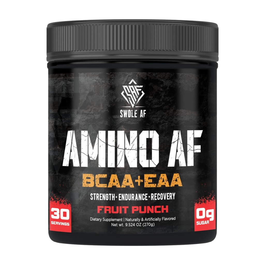 Swole AF TENIDO Amino AF BCAA + EAA TENIDO Aminoácidos esenciales para la resistencia muscular y recuperación permanente Suplemento dietético para el metabolismo más rápido mejorado del mood