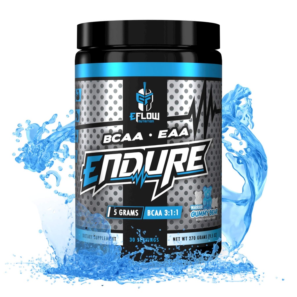 eFlow Nutrition Endure BCAA Plus EAA - Aminoácidos esenciales Electrolyte Powder Intra Workout - Mejorar la energía, la recuperación y el rendimiento - Warrior Gummy Bear(30 Servimientos)