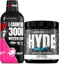 PROSUPPS L-Carnitine 3000 Stimulant Free Liquid Shots (31 Servings, Dragon Fruit) y Hyde Max Pump Pre Workout for Men and Women (20 Servings, Unflavored) Bundle