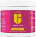 Universal U Boost " Focus Powder, Increase Energy and Cognitive Performance, Pre Workout, Custom Dosing, VIT B12, Niacin, Choline, L-Tyrosine, No Artificial Flavors, 30 Servings (Lemon Berry)