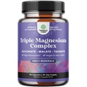 Triple Magnesio Complejo Suplemento Elemental - Alta Absorción Magnesio Taurate y Glycinate Plus Malate Blend for Sleep Muscle Bone Mood and More - Non GMO Vegan 90CT
