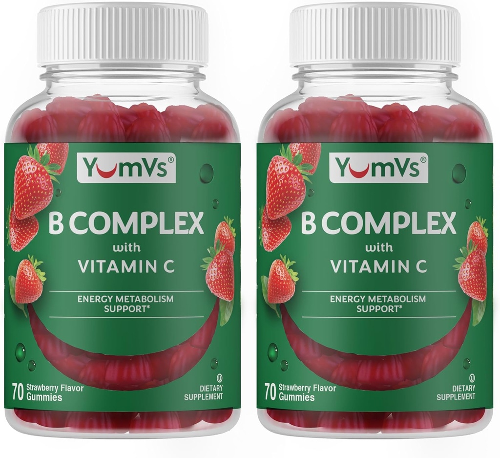 B Complejo Gummies con vitamina C – Gran Tasting 1 a Day Energy & Nervous System Support for Adults – Vegan, Kosher, Non-GMO Complejo de vitamina B Gummies con B12, B6, " Ácido fólico – 70 Cuenta (2 Pack)