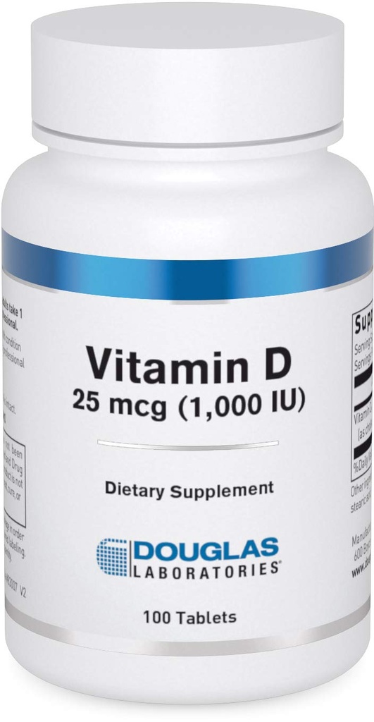 Douglas Laboratories Vitamina D 25 mcg (1,000 UI) - D3 Vitamina - Para soporte inmunológico, salud ósea &amp; salud dental* - D Vitamina como Cholecalciferol - 100 Tablets