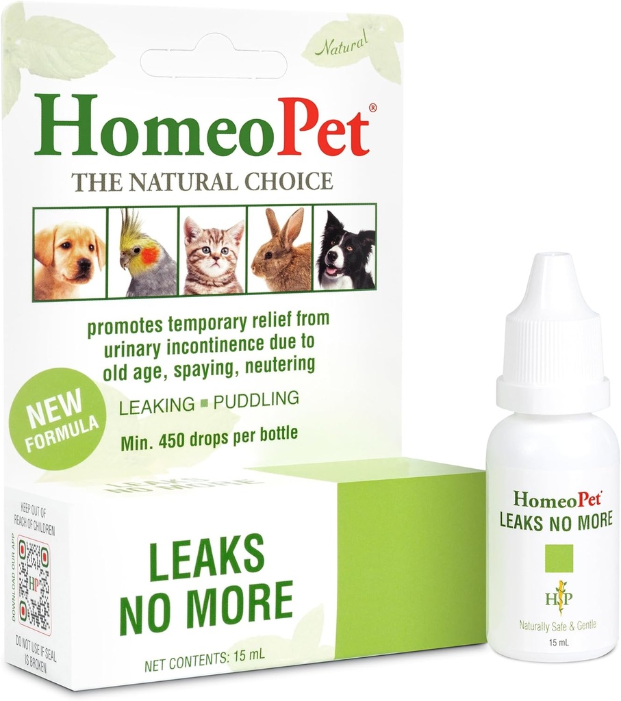 HomeoPet Leaks No Más, Seguro, Gentil y Natural Cat and Dog Urinary Incontinence Relief, 15 Milliliters