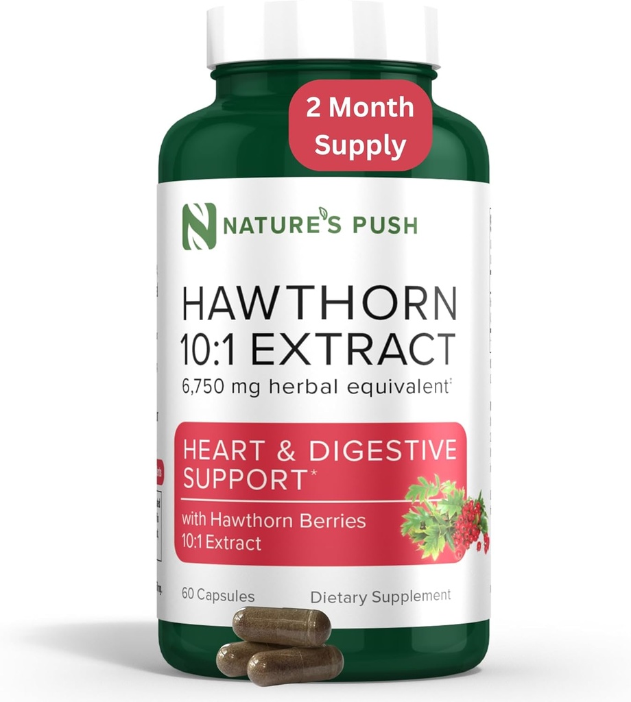 Super Potent Hawthorn Berry 10:1 Extract Capsules for Digestion Heart Health and Glycemic support - Extra Strength Hawthorn Berry Capsules - No GMO Gluten Free Vegan GMP USA 2 meses de suministro