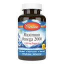 Carlson - Maximum Omega 2000, 2000 mg Omega-3 Ácidos grasos incluyendo EPA y DHA, Wild-Caught, Norwegian Fish Oil Supplement, Sustentably Sourced Fish Oil Capsules, Lemon, 60 Softgels