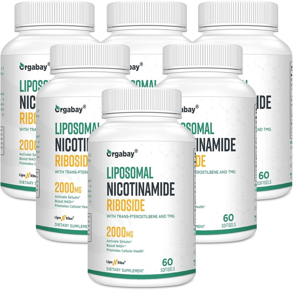 Orgabay Liposomal Nicotinamide Riboside 2000 MG con TMG y Pterostilbene, Boosting NAD+, Support Healthy Aging, 360 Count