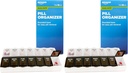 Amazon Basic Care (7-Day) AM/PM Pill Organizer, Vitamin Case, and Medicine Box, Large Compartments, 2 Times a Day, Black and Clear Lids (Pack of 2)