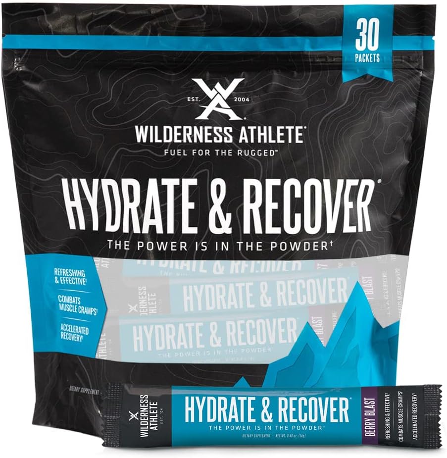 Atleta de la naturaleza - Hydrate & Recover ← Liquid Hydration Packets Electrolyte Drink Mix - Recuperar más rápido con Bcaas - 30 paquetes de Hydrate de Servicio Único (Berry Blast),0.49 Ounce (Pack of 30)