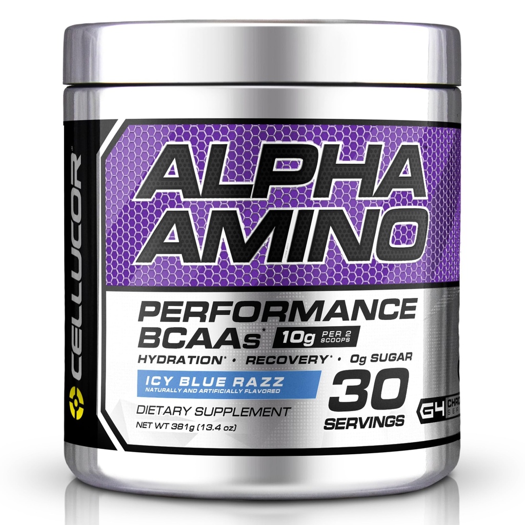 Cellucor Alpha Amino EAA &amp; BCAA Powder ← Cadena subdividida Aminoácidos esenciales + electrolitos  durable ICY Blue Razz ← 30 Servimientos