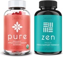 WellPath Pure Apple Cider Vinegar con Mother Gummies & Zen Mood Support Suplementos Bundle - Detox & Calm Energy Combination, Vegan, 60 Cts Cada