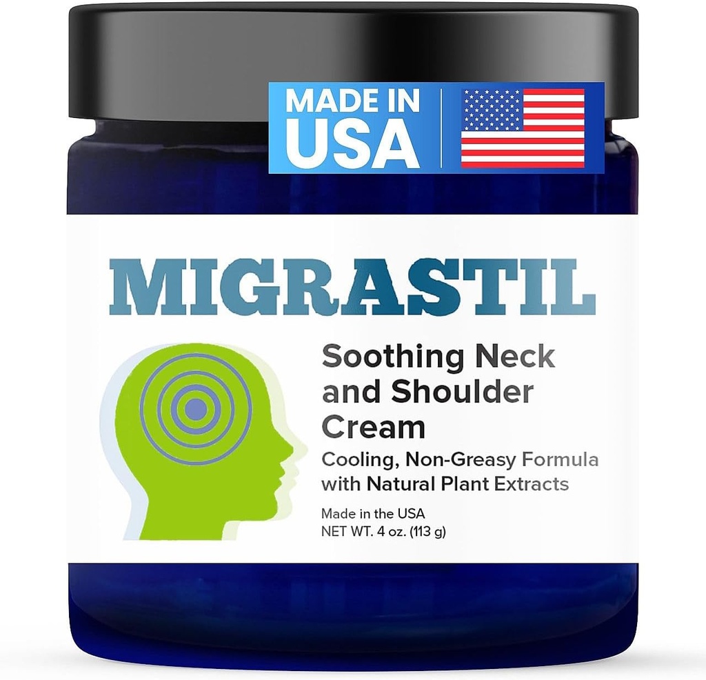 Básica Vigor Migrastil Soothing Neck " Hombro Crema - Acción rápida & Potente - Crema tópica no grasa (4 oz.) Made in The USA