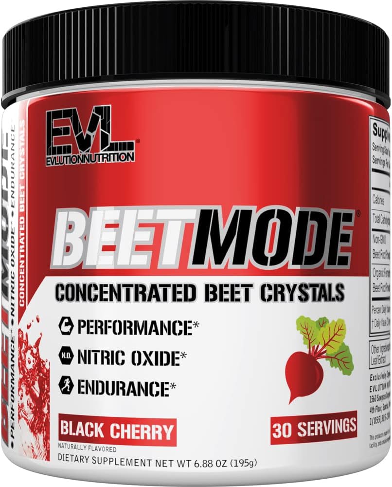 Evlution Nutrition BeetMode - Booster Nitric Oxide - Black Cherry Flavor - Suplemento Pre o Post-Workout para mejorar la energía y el rendimiento - Vegan & Gluten Free - 30 Servings