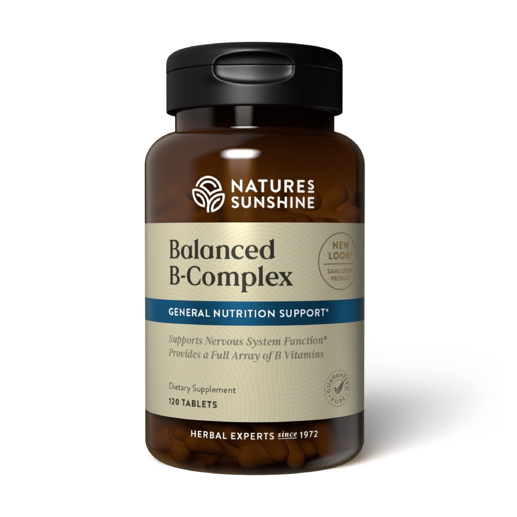 Complejo B equilibrado de Sunshine de la naturaleza, 120 Tablets ← B Complejo vitaminas para apoyar la digestión y el sistema nervioso Salud con fórmula vegetariana