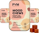 PYM Berry Mood Chews Support for Stress, Worry & Overwhelm, 60 Conde TEN 130mg GABA, 90mg L-Theanine ANTE Vegan, Non-GMO, Gluten-Free, No Añadido Sugar ← All-Natural Mood Balance Suplemento Made in USA