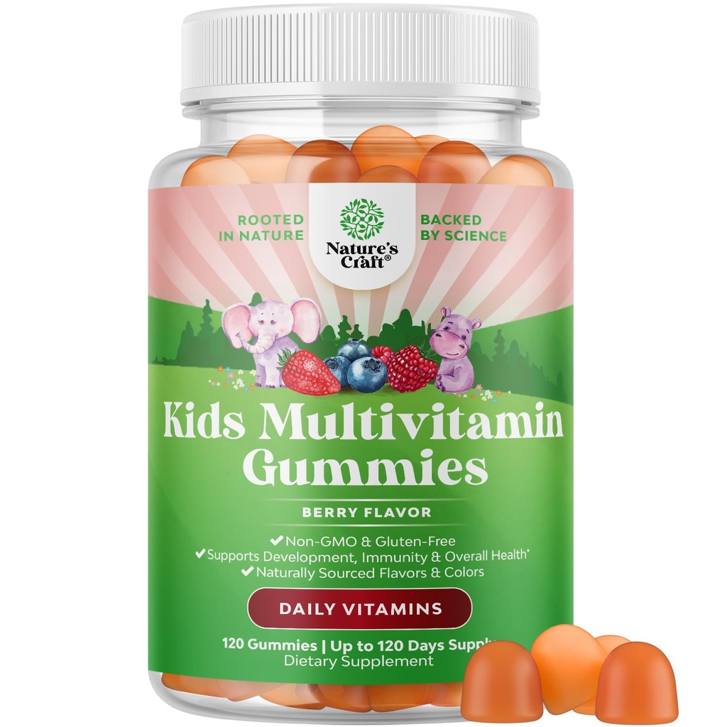 USDA Organic Kids Multivitamin Gummies - Vegan Organic Multivitamin for Kids 2+ with 14 Essential Vitamins and Minerals - Daily Gummy Multivitamins Vegan Nut Free " Non-GMO (120 Count)