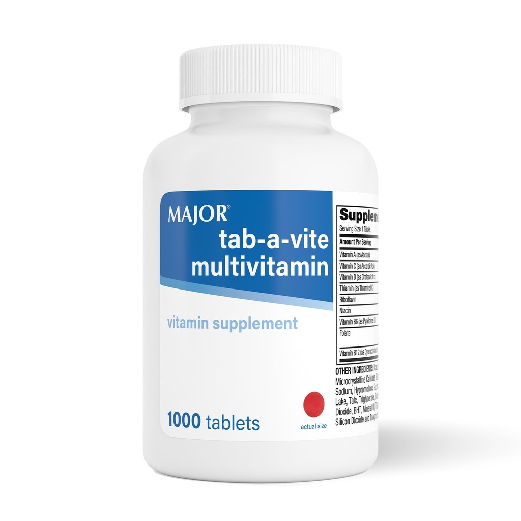 MAJOR Tab-A-Vite Multivitamin Tablets - Multivitamínico sin gluten para adultos, apoya la salud general, suplemento multimineral, 1000 Condes