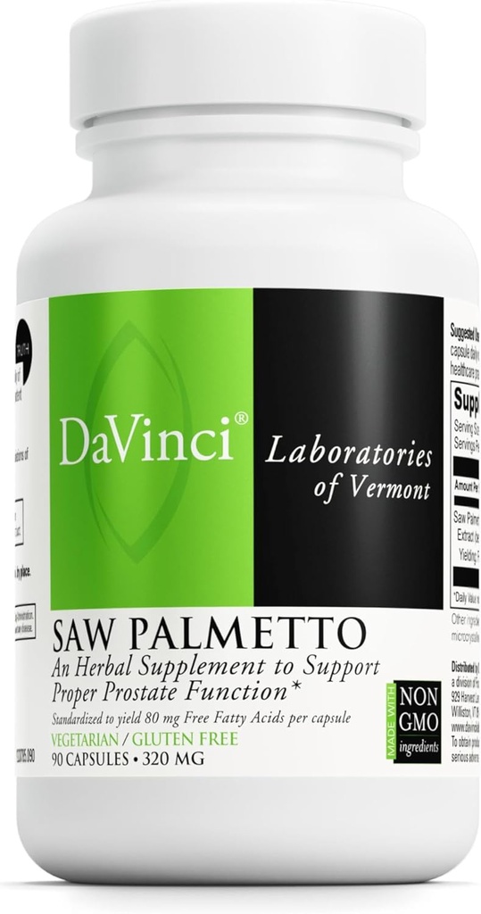 [BRSWIYIMOJ6AKYLE] DAVINCI Laboratorios Saw Palmetto - Suplemento dietético para apoyar la función de salud próstata adecuada, necesidades premenstruales y lactancia* - con Saw Palmetto Extracto de Berry - Sin gluten - 90 cápsulas vegetarianas