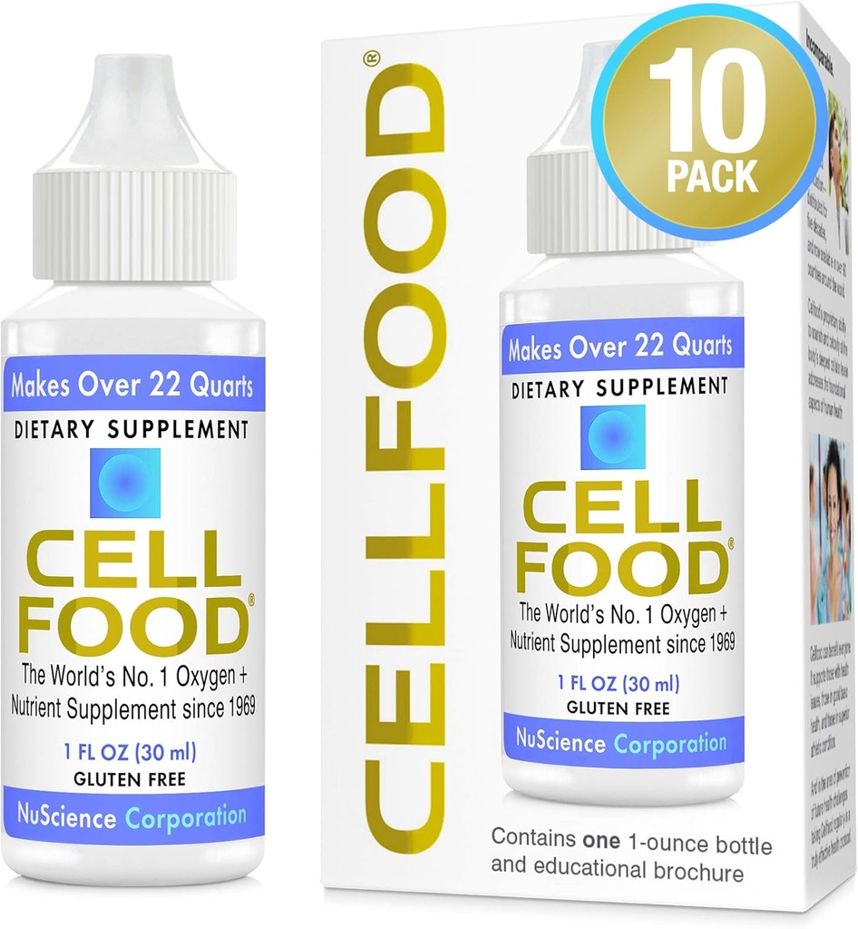 Oxígeno Celeste - 1 fl oz, 10 Pack - Suplemento de oxígeno líquido para el drenaje linfático, enfermedad de Altitud, Jet Lag, fatiga, dolores de cabeza y energía - Gluten Gratis, Cert. Kosher
