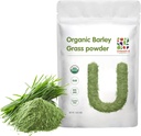 Polvo de cebada ORGANIC 1 Libra 100% Puro & Ecológico, Superalimentos Verdes ricos en vitaminas, minerales, fibras y antioxidantes