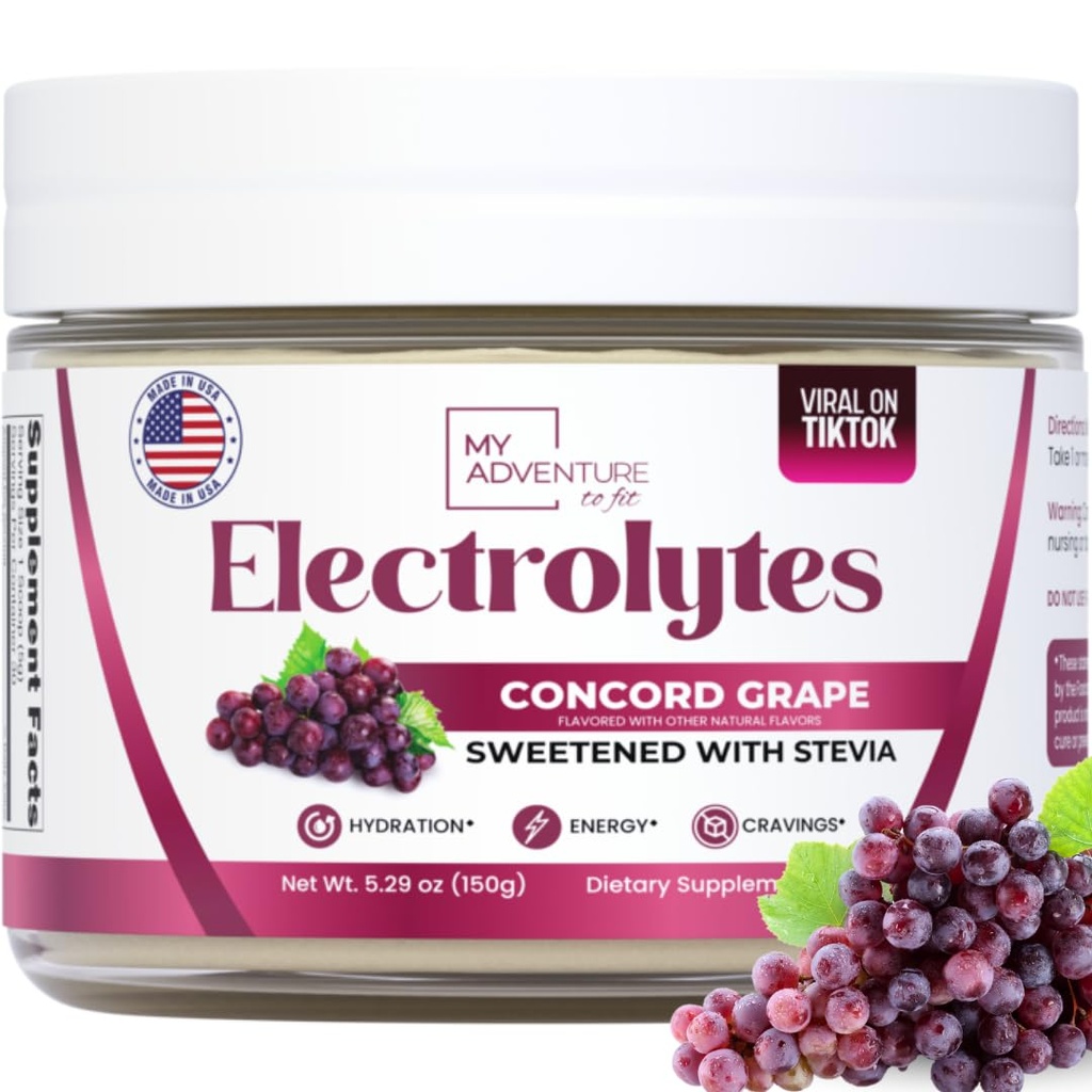 Zero Sugar - Concord Grape Electrolytes Polvo - Hidratación Muy Refrescante - Caffeine Free Energy with All Natural Ingredients - Vegan, Keto & Paleo - Sugar Free Electrolytes Drink Mix - 30 Servings