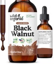 Tintura de nueces ecológicas y negras silvestres - Detox de limpieza con manguito de nuez negro - Suplemento herbario para Gut Detox Limpieza y Bienestar Digestivo - Vegan, Azúcar & Sin alcohol - 2 fl oz