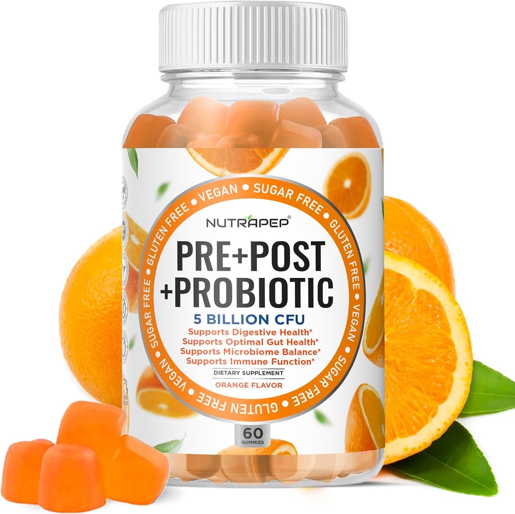 Probióticos prebióticos " Gummies posbióticas para niños - High Potency 5 Billion CFU - Sin azúcar Gratis