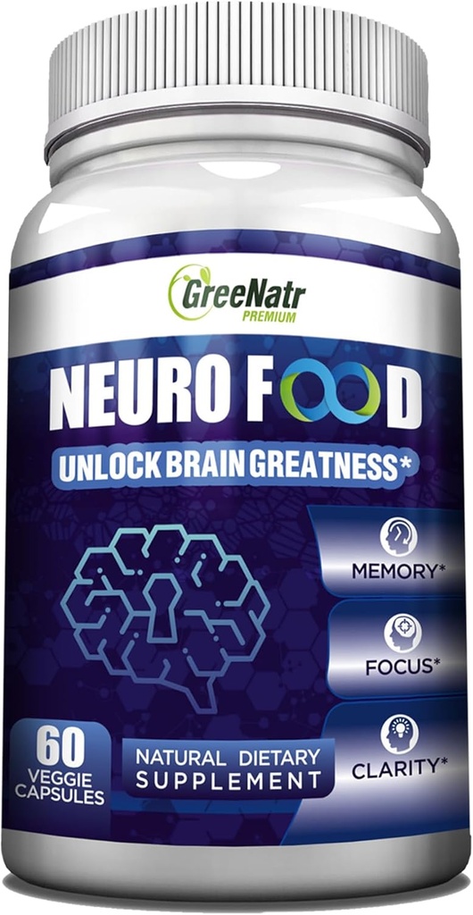 Suplementos cerebrales para memoria y foco - Ginko Biloba Capsules Brain Booster Suplemento con B1, ácido fólico " Calcio - Suplementos de memoria para cognitivo " Brain Health 60 cápsulas (1 botella)