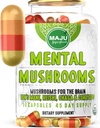 MENTAL Mushroom Capsules, Suplemento de Extracto Orgánico w / Mane de León, Cordyceps, Reishi y Chaga, Boost Your Focus, Energy, Wellness and Immune System - Nootropic Mushrooms, Immune Support 90ct